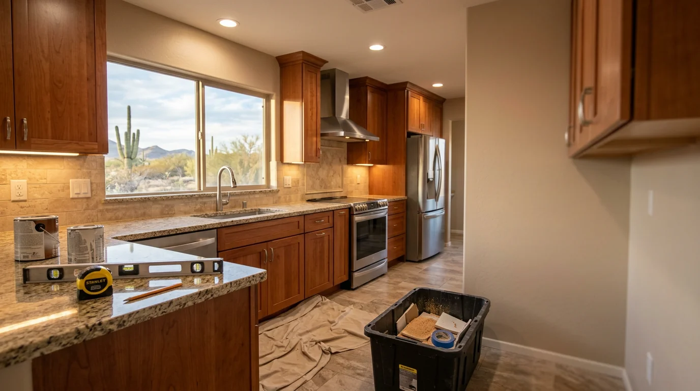 Construction crew working on a residential home addition in Arizona
